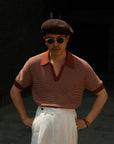 Ugentle Open Collar Cotton Knitted Polo Terracotta