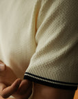 Ugentle Buttonless Cotton Knitted Polo Off White