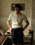 Ugentle Buttonless Cotton Knitted Polo Off White