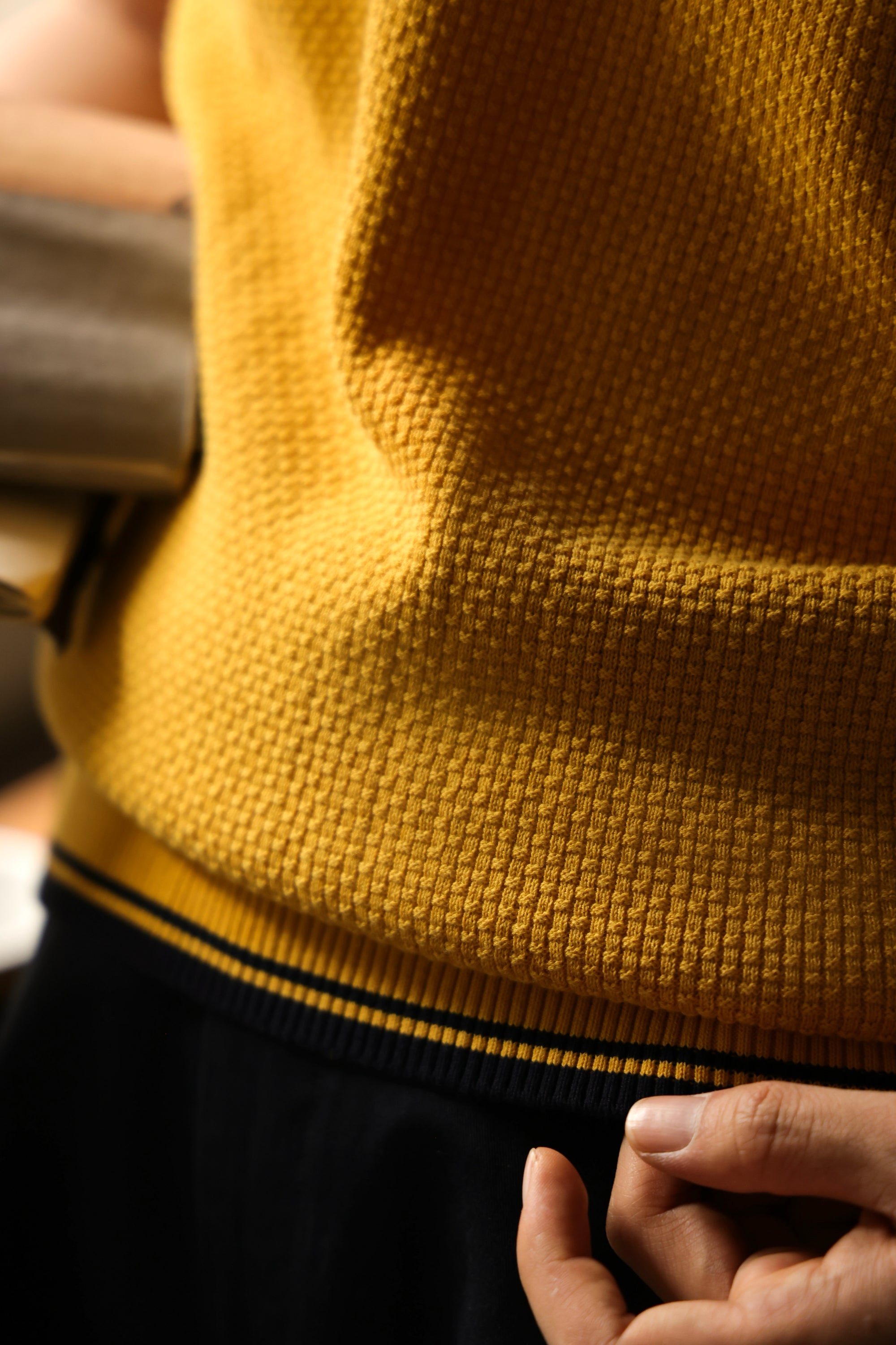 Ugentle Buttonless Cotton Knitted Polo Amber Gold