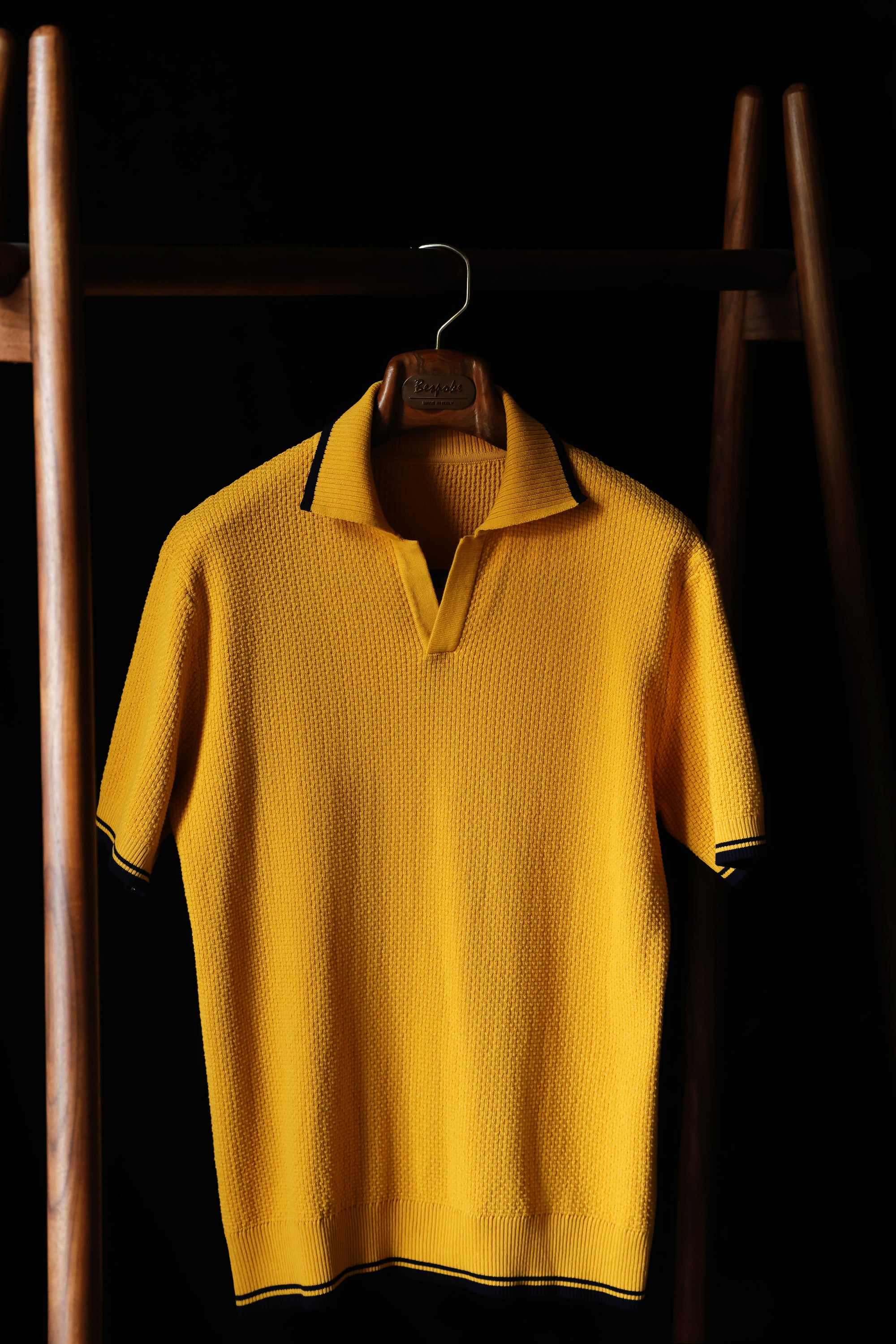 Ugentle Buttonless Cotton Knitted Polo Amber Gold
