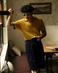 Ugentle Buttonless Cotton Knitted Polo Amber Gold
