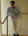 Ugentle One-piece Collar Shirt — Blue Pencil Stripe Seersucker