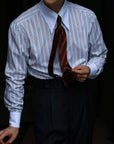 Ugentle Contrast Collar Long Point Collar Shirt — Capri Stripe
