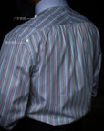 Ugentle Contrast Collar Long Point Collar Shirt — Capri Stripe