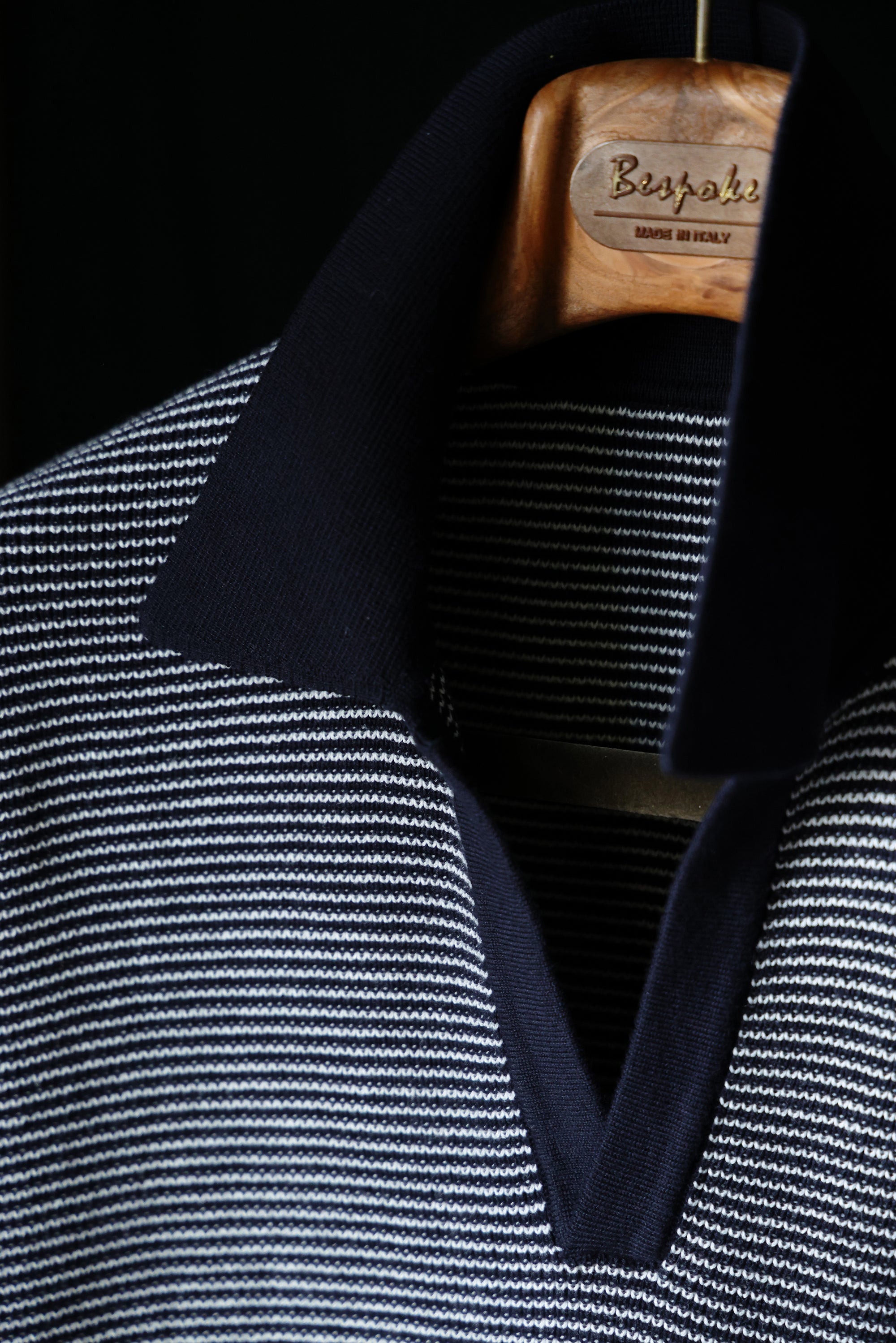 Ugentle Open Collar Cotton Knitted Polo Indigo