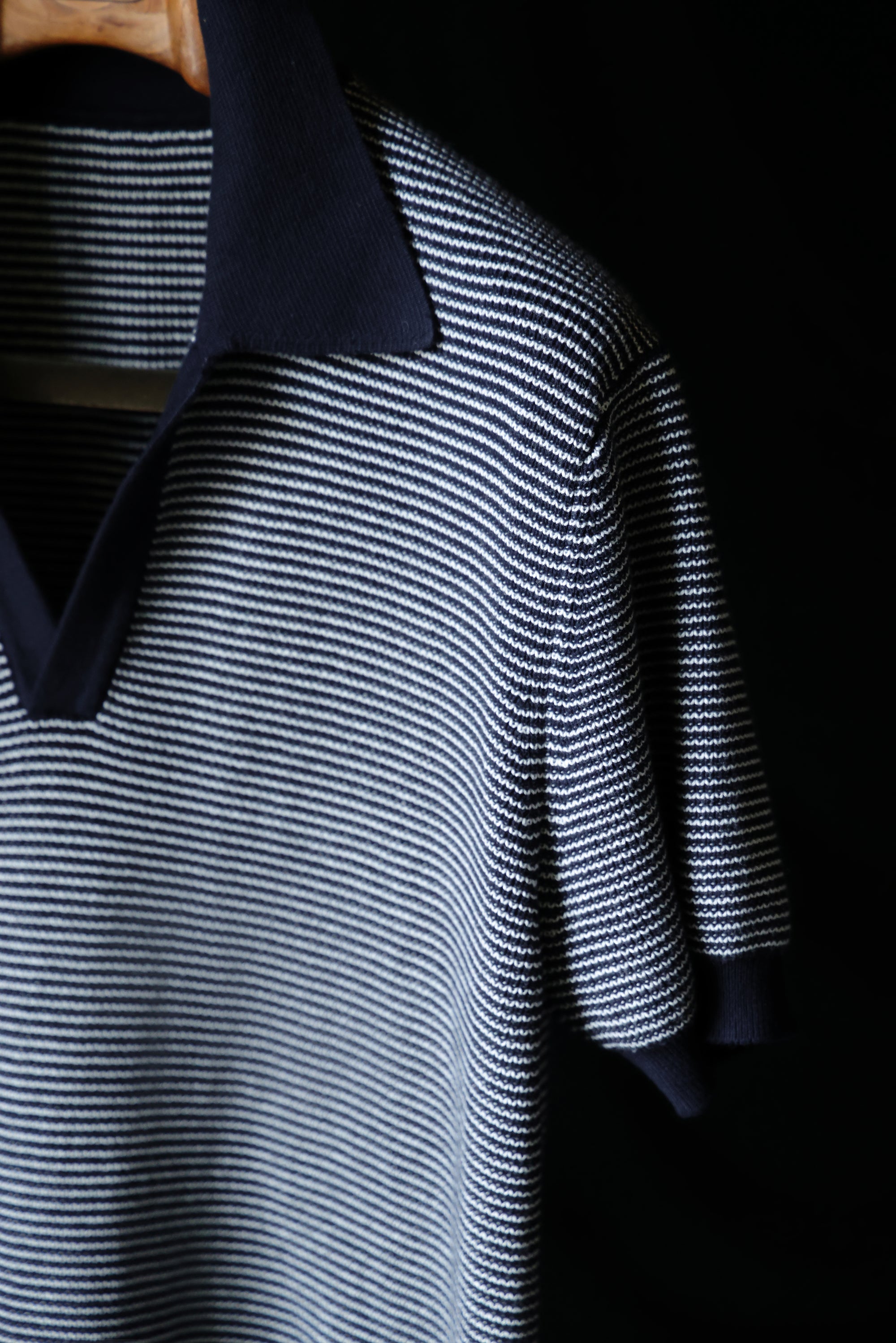Ugentle Open Collar Cotton Knitted Polo Indigo