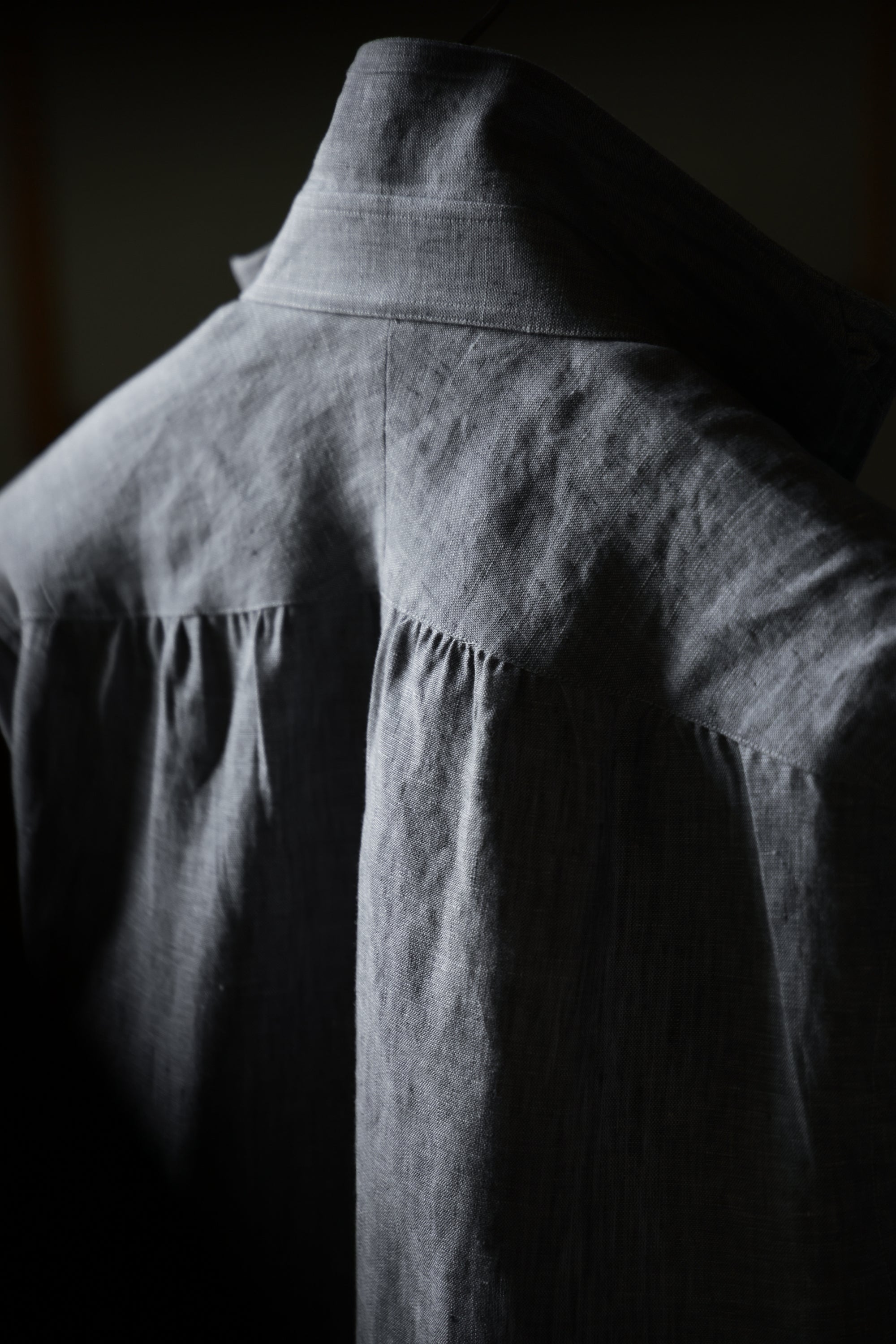 Ugentle Spread Collar Linen Shirt — Grey