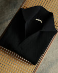 Ugentle Crochet Open Collar Cotton Knitted Polo Black