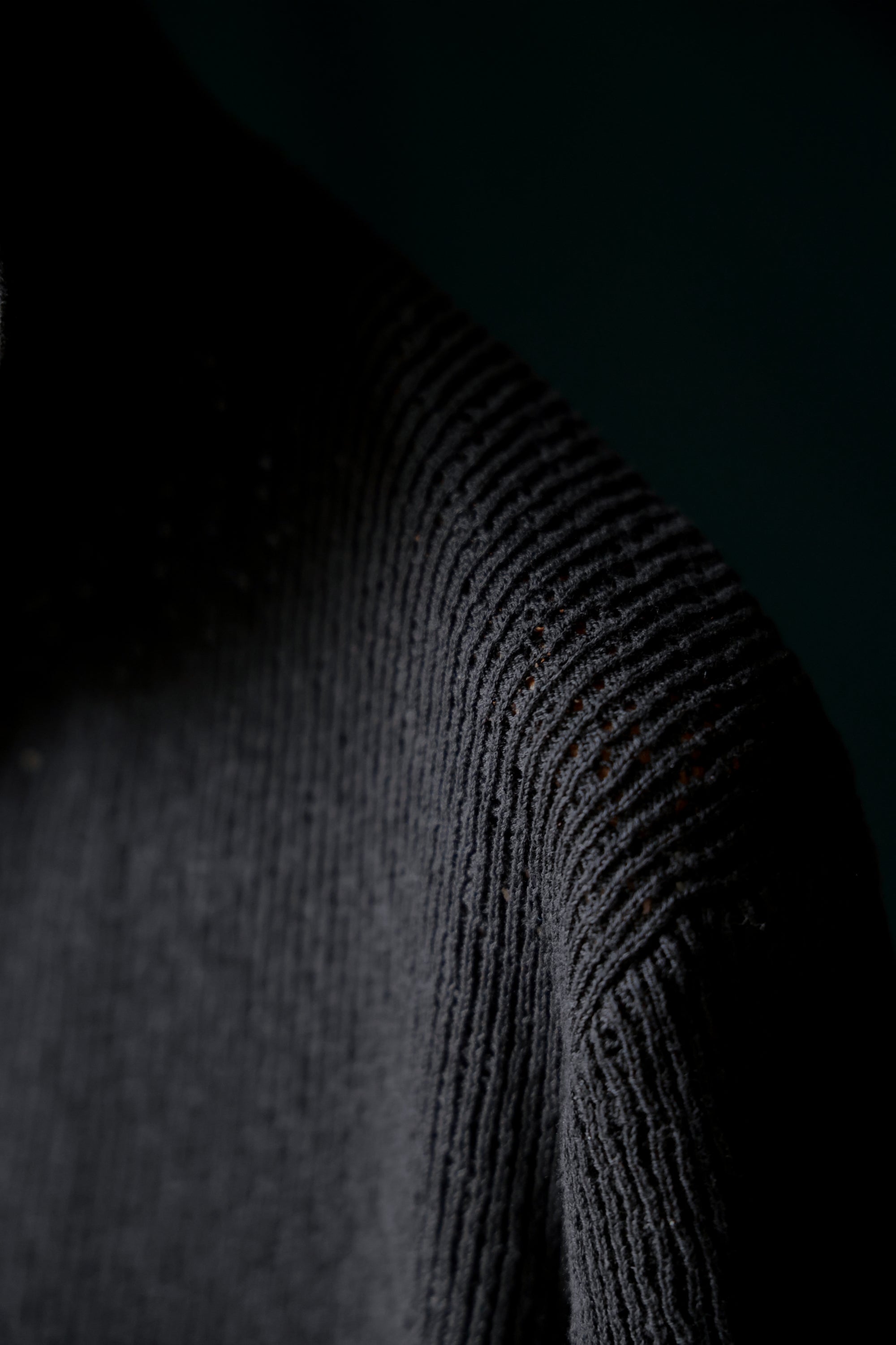 Ugentle Crochet Open Collar Cotton Knitted Polo Black
