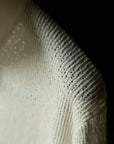 Ugentle Crochet Open Collar Cotton Knitted Polo Off White
