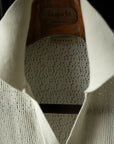 Ugentle Crochet Open Collar Cotton Knitted Polo Off White