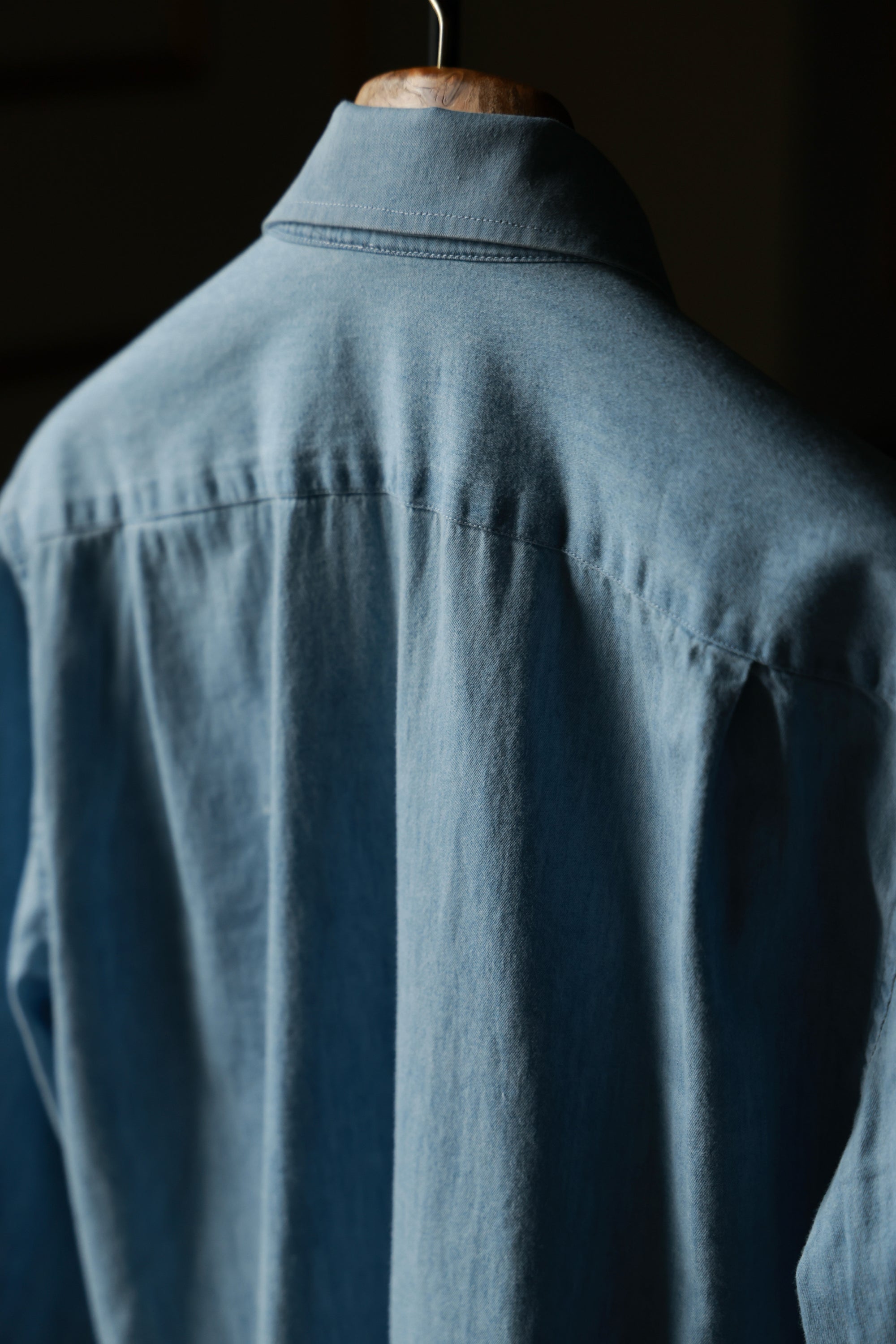 Ugentle One-piece Collar Shirt — Washed Denim