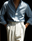 Ugentle One-piece Collar Shirt — Washed Denim