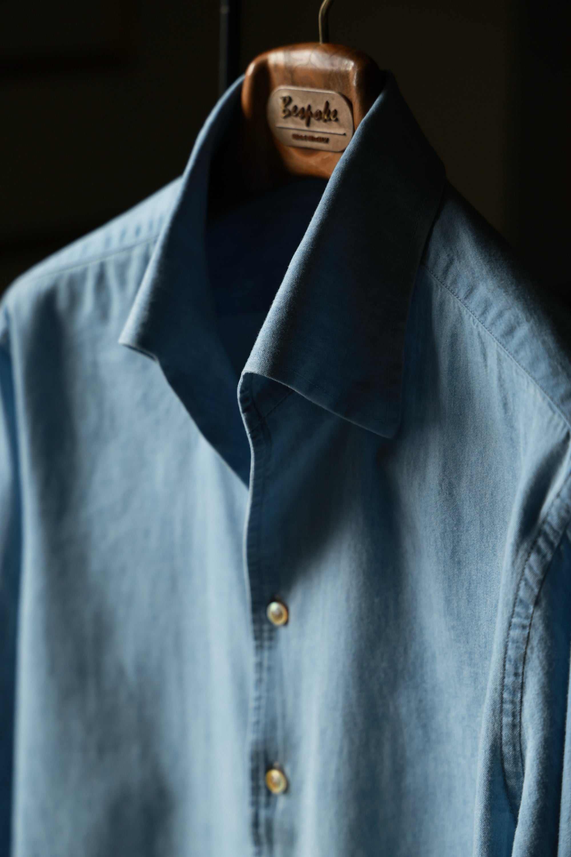 Ugentle One-piece Collar Shirt — Washed Denim