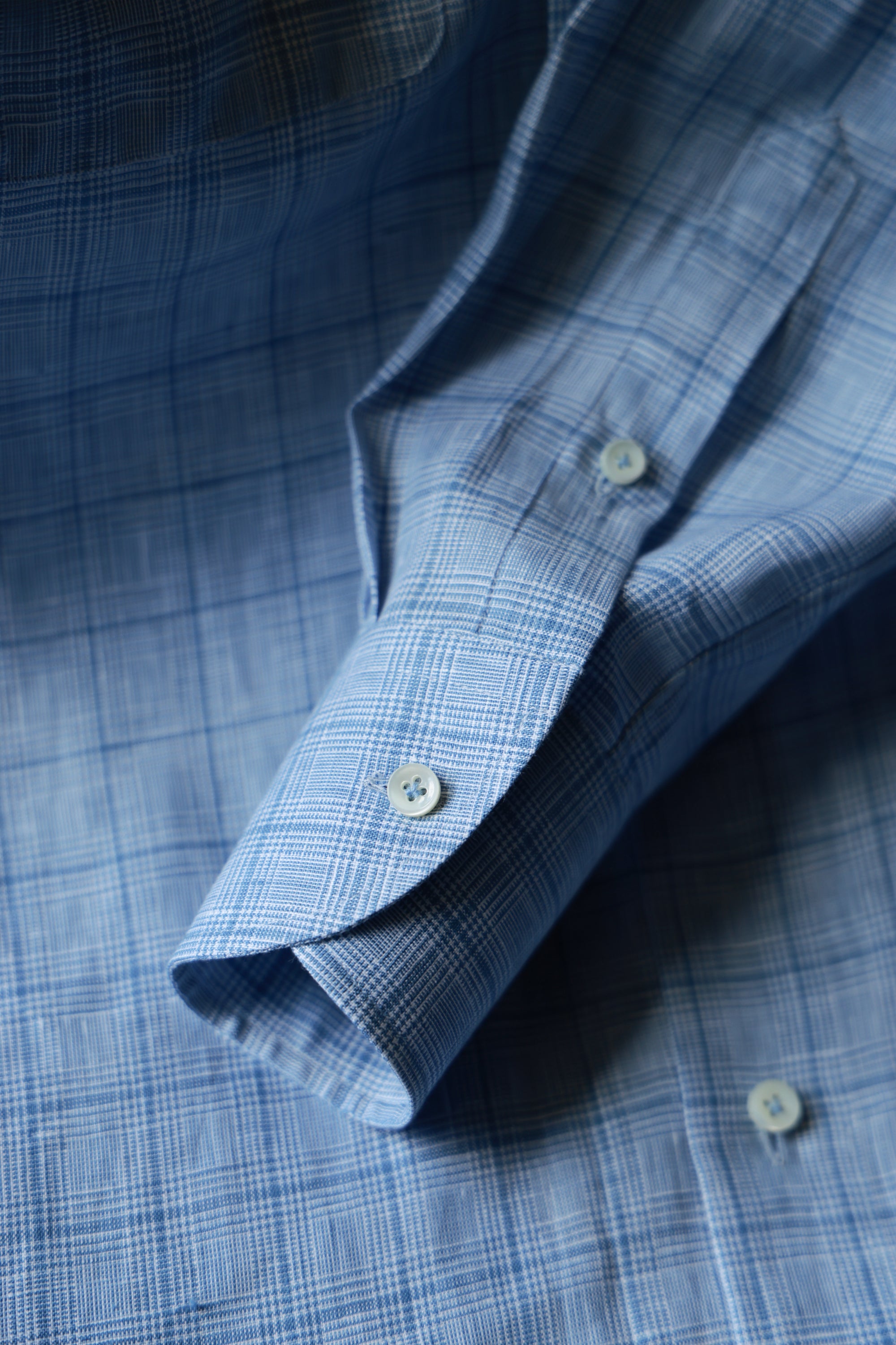 Ugentle Button Down Collar Linen Shirt — Misty Blue Check
