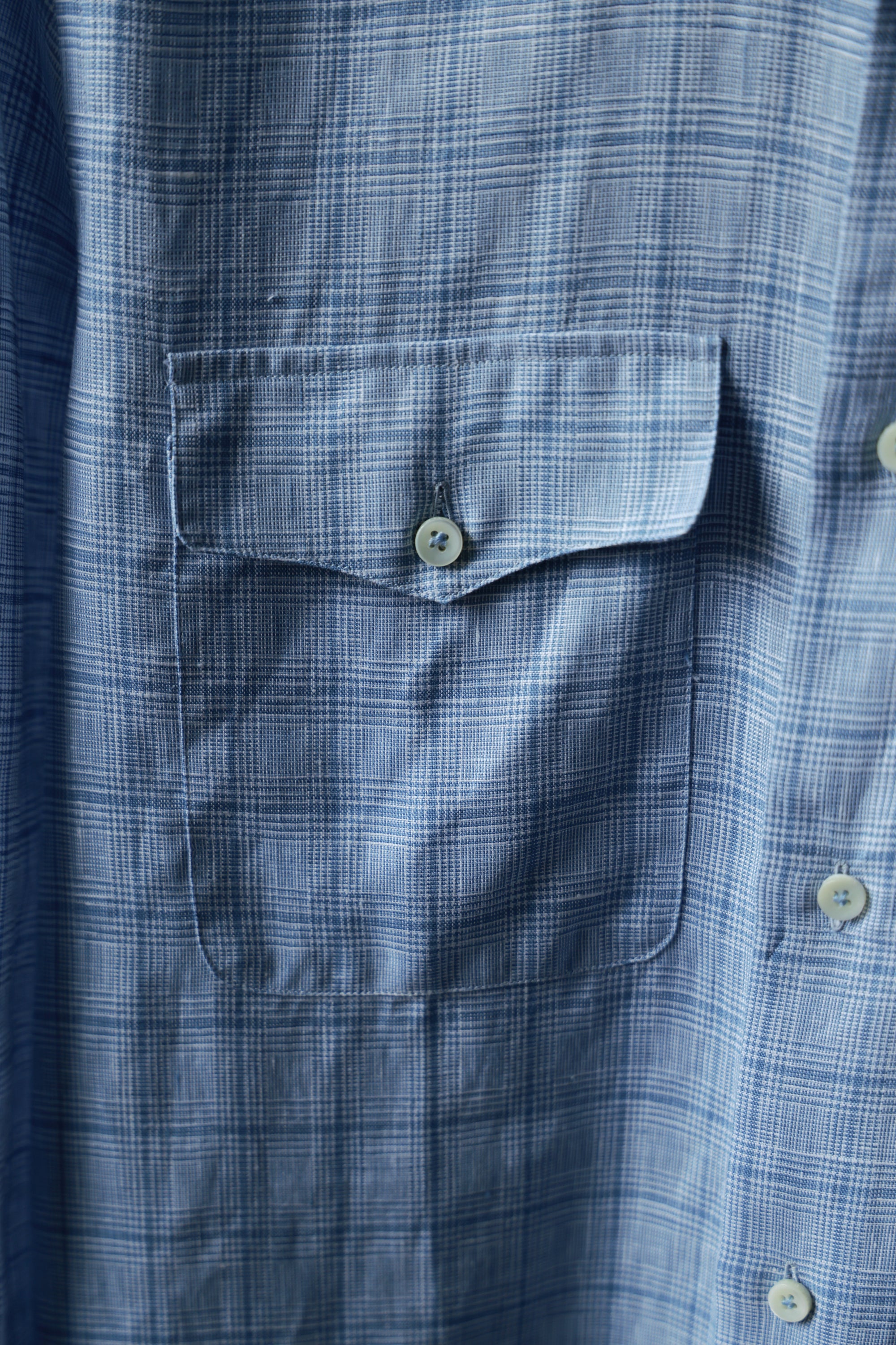 Ugentle Button Down Collar Linen Shirt — Misty Blue Check