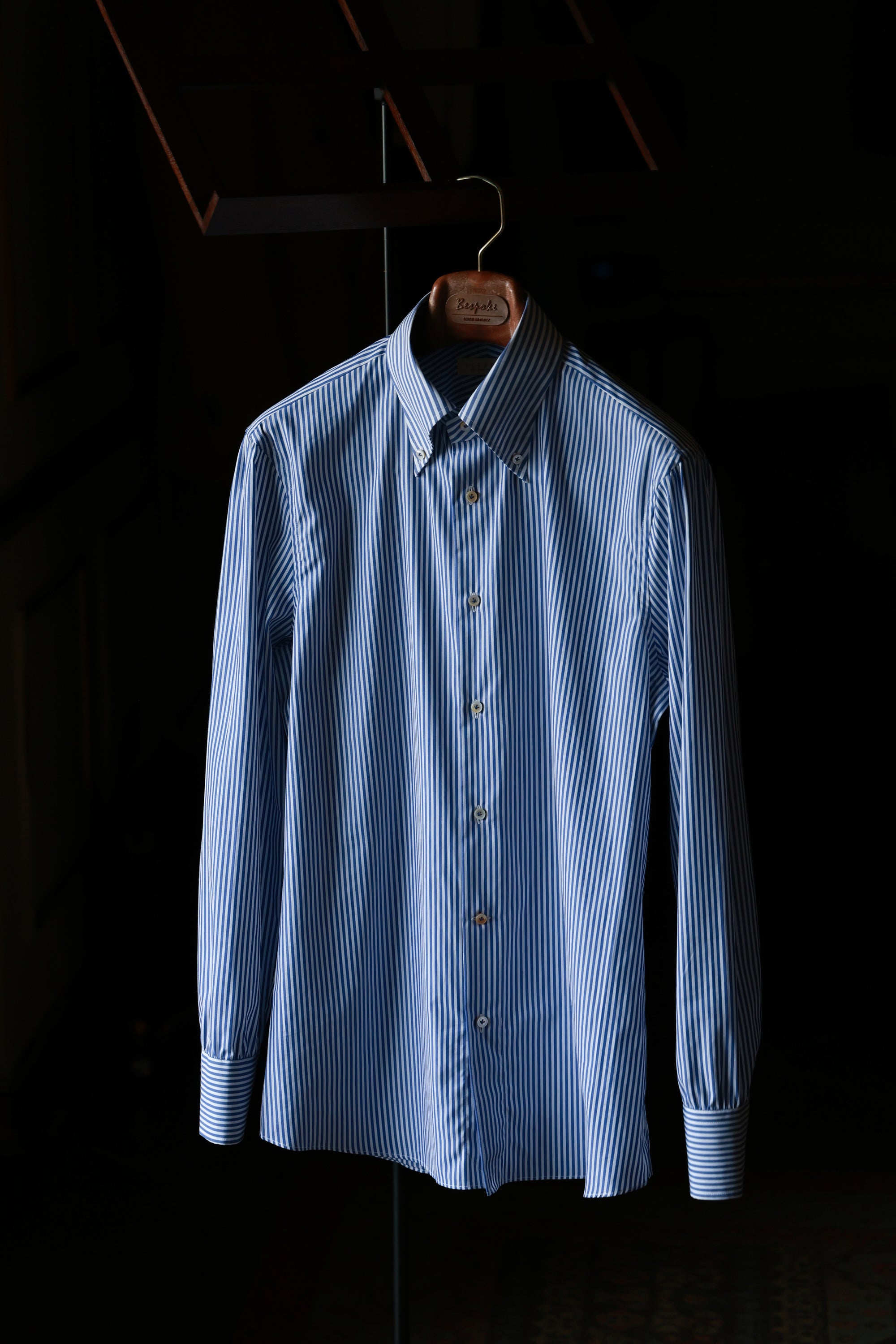 Ugentle Button Down Collar Shirt — Blue Pencil Stripe