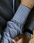 Ugentle One-piece Collar CANCLINI Shirt — Blue Pencil Stripe