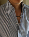 Ugentle One-piece Collar CANCLINI Shirt — Blue Pencil Stripe