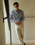 Ugentle One-piece Collar CANCLINI Shirt — Blue Pencil Stripe