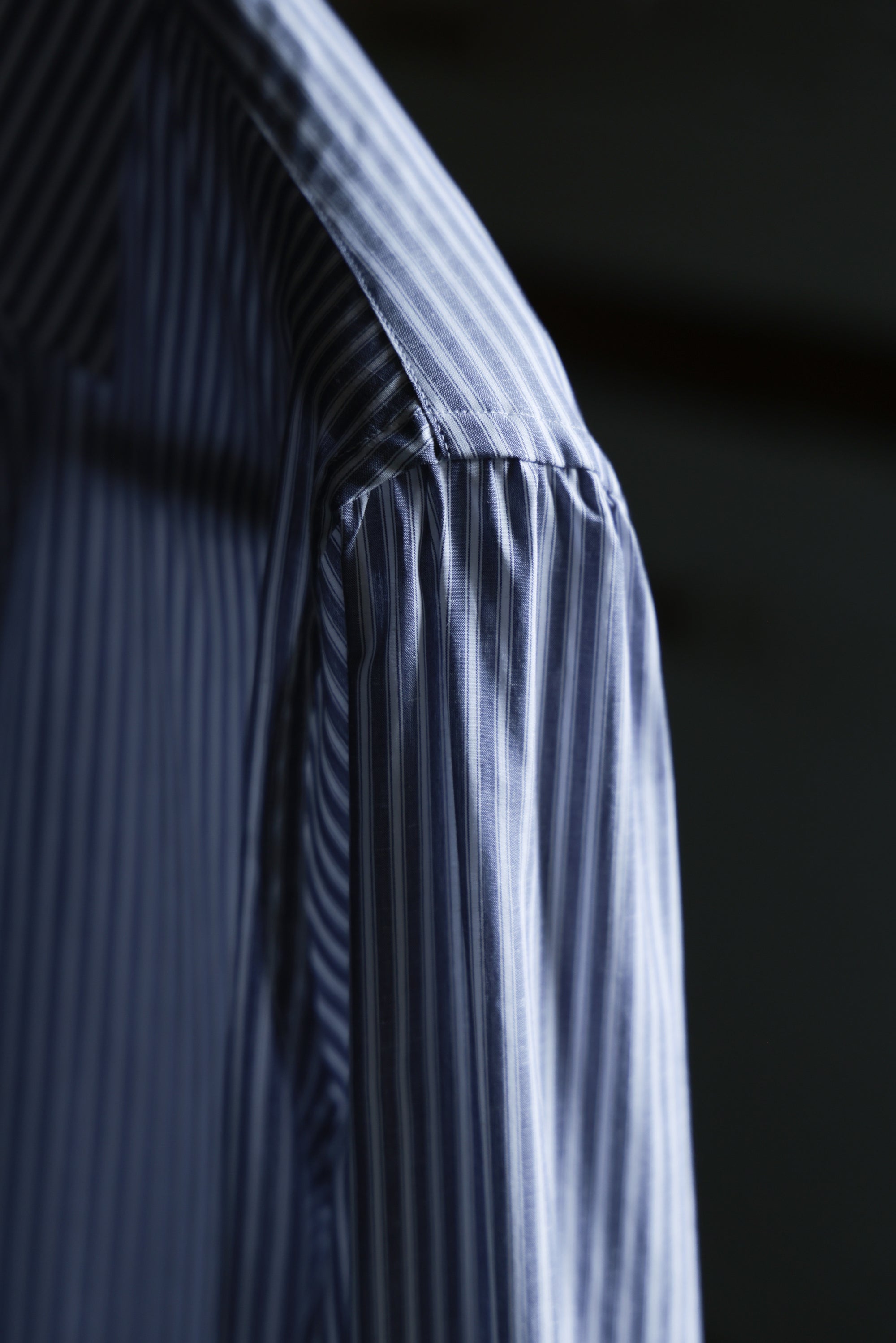 Ugentle One-piece Collar CANCLINI Shirt — Blue Pencil Stripe