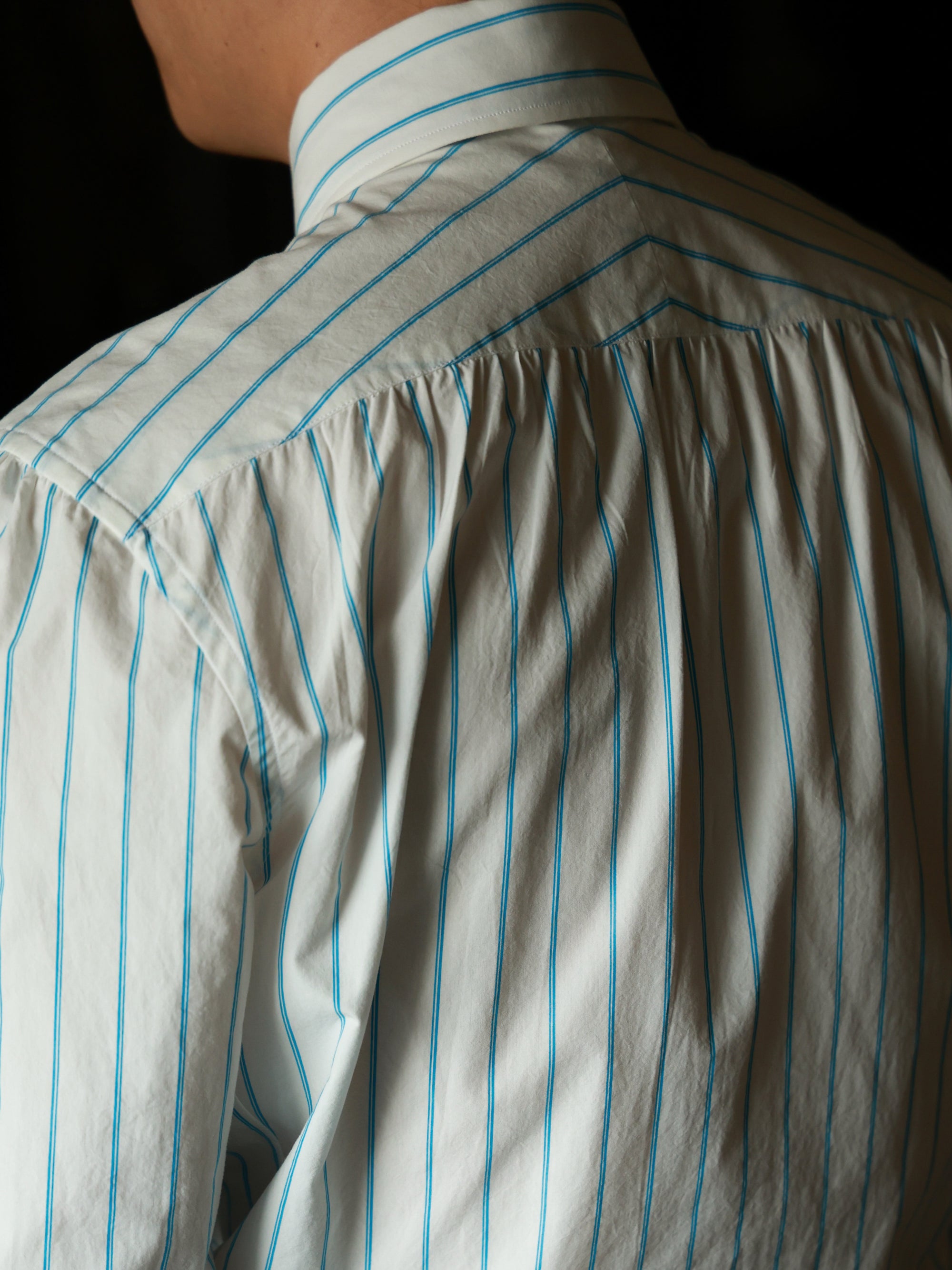 Ugentle Long Point Button Down Collar Shirt — Glacier Stripe