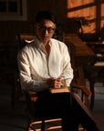 Ugentle One-piece Collar Shirt — Seersucker Beige Pencil Stripe