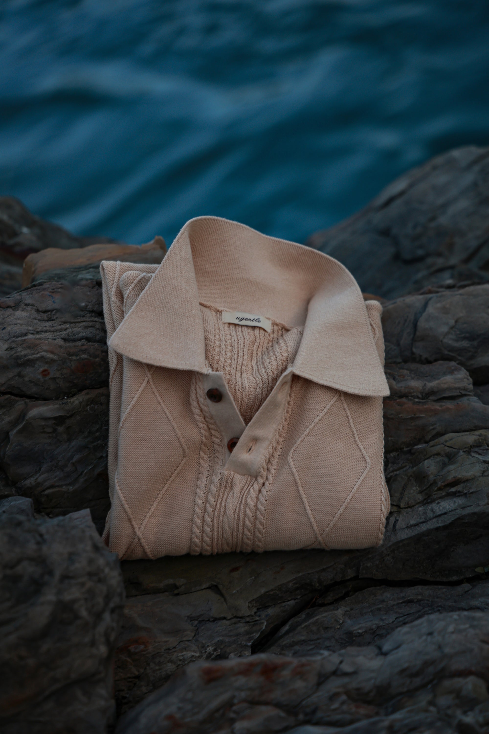 Ugentle Linen/Cotton Knitted Polo Beige