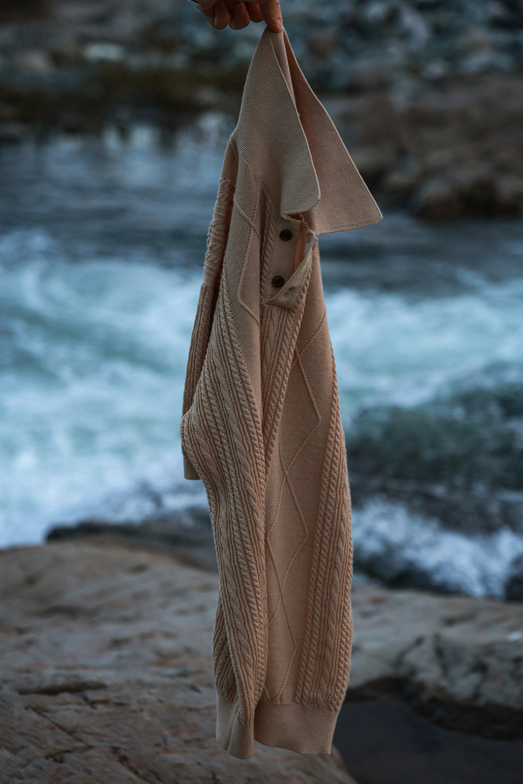 Ugentle Linen/Cotton Knitted Polo Beige