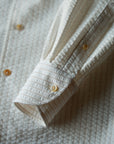 Ugentle One-piece Collar Shirt — Seersucker Beige Pencil Stripe