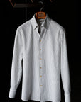 Ugentle One-piece Collar Shirt — Seersucker Grey Pencil Stripe