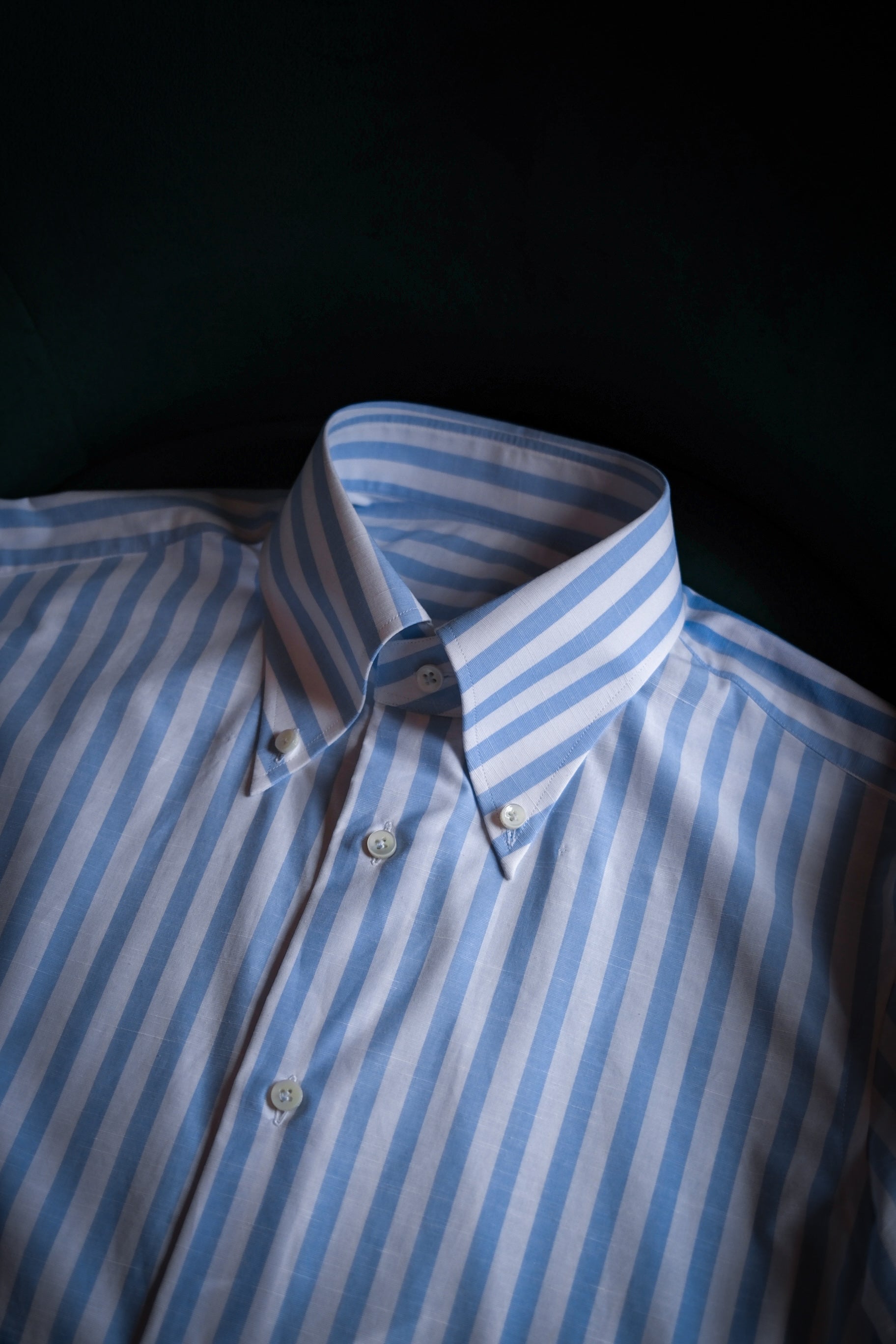 Ugentle Button Down Collar Shirt — Light Blue Wide Stripe