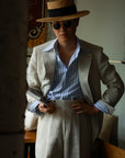 Ugentle Button Down Collar Shirt — Light Blue Wide Stripe