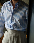 Ugentle Button Down Collar Shirt — Light Blue Wide Stripe