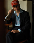 Ugentle Spread Collar Shirt — Glacier wide stripe