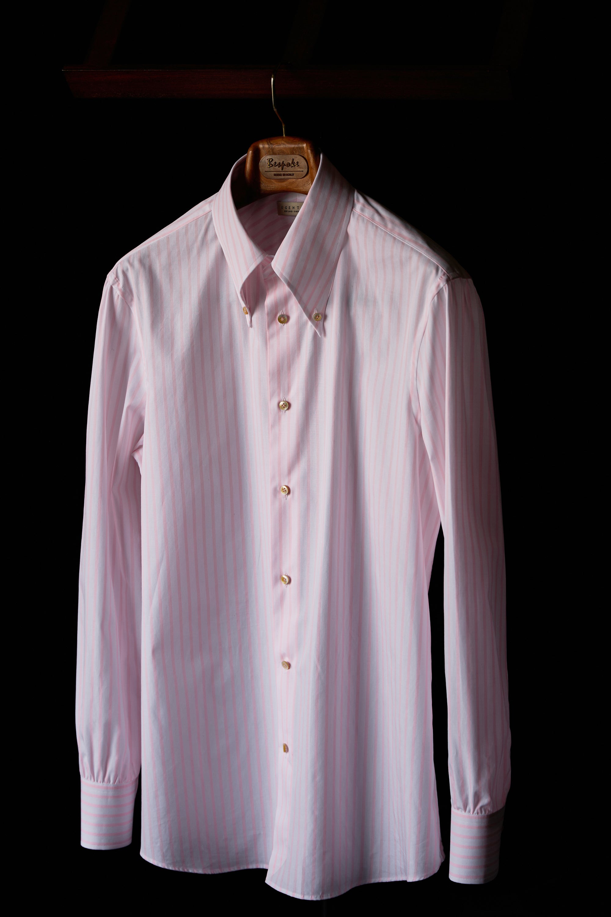 Ugentle Long Point Button Down Collar Shirt — Pink Stripe