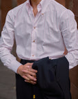 Ugentle Long Point Button Down Collar Shirt — Pink Stripe