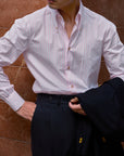 Ugentle Long Point Button Down Collar Shirt — Pink Stripe