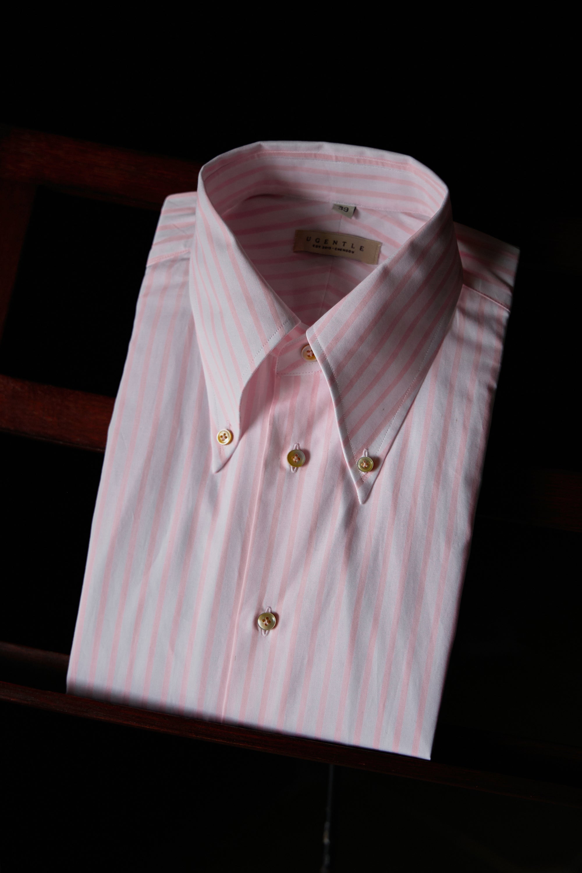 Ugentle Long Point Button Down Collar Shirt — Pink Stripe