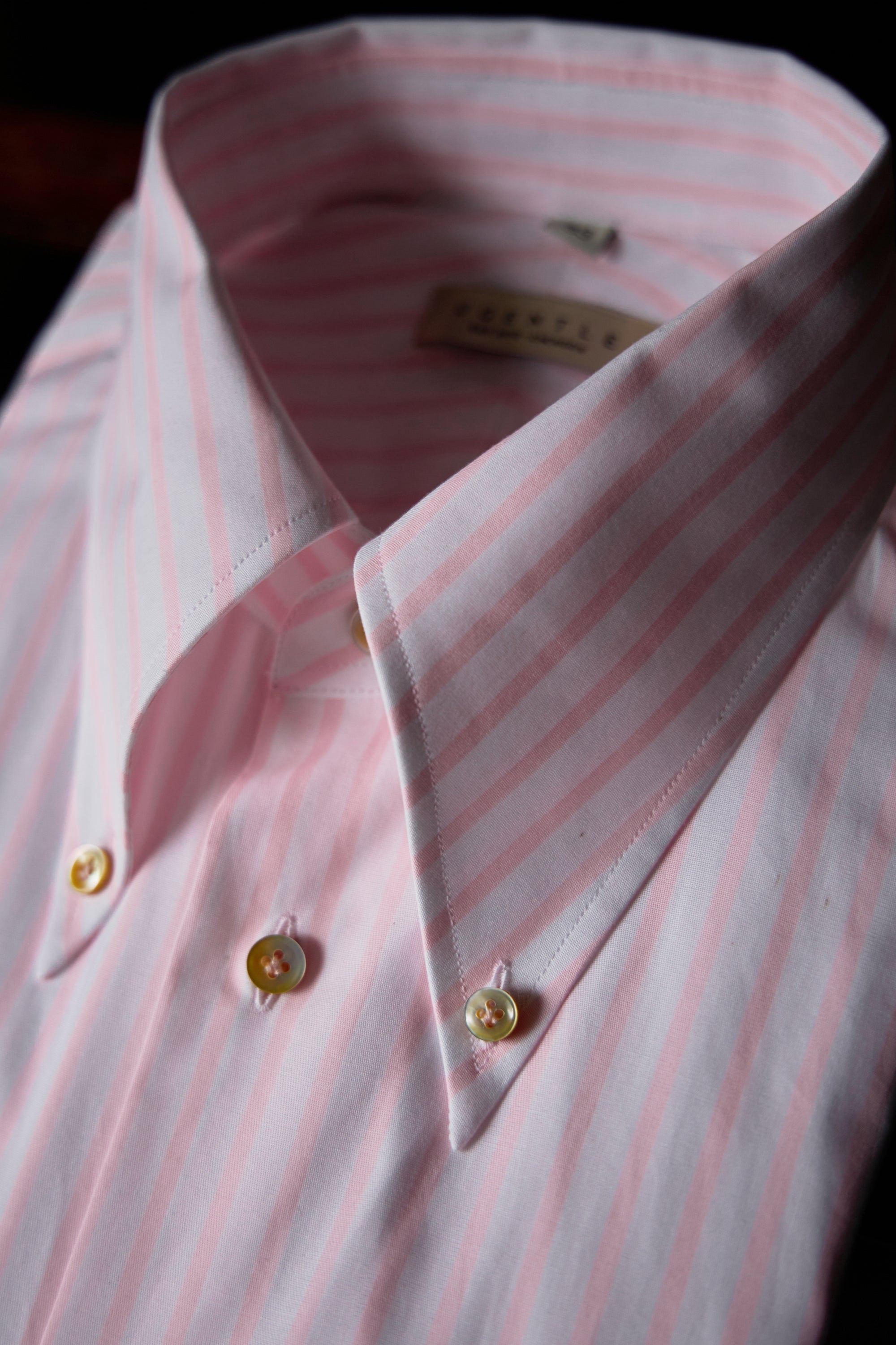 Ugentle Long Point Button Down Collar Shirt — Pink Stripe