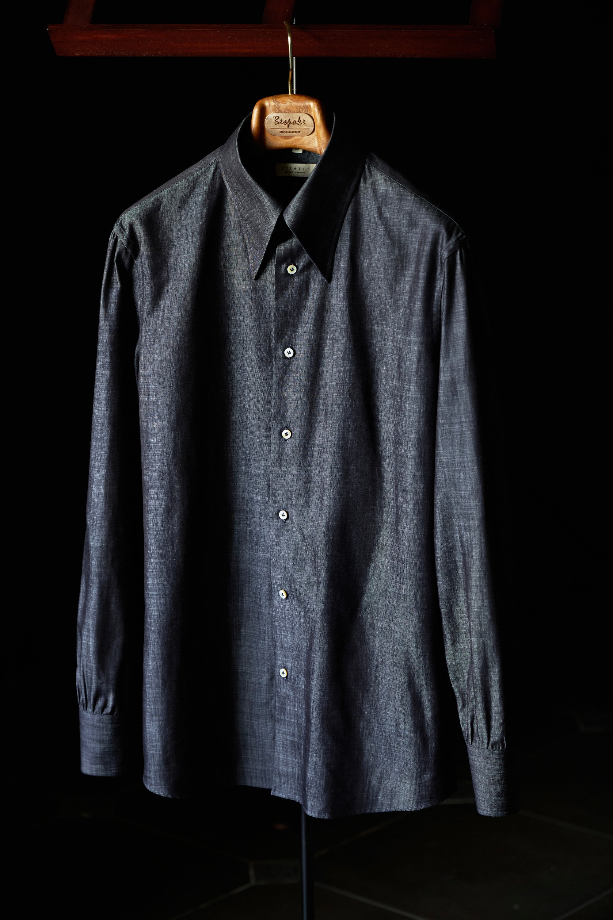Ugentle Long Point Collar Shirt — Denim