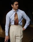 Ugentle Spread Collar Cotton/Silk Shirt — Light Blue Pencil Stripe