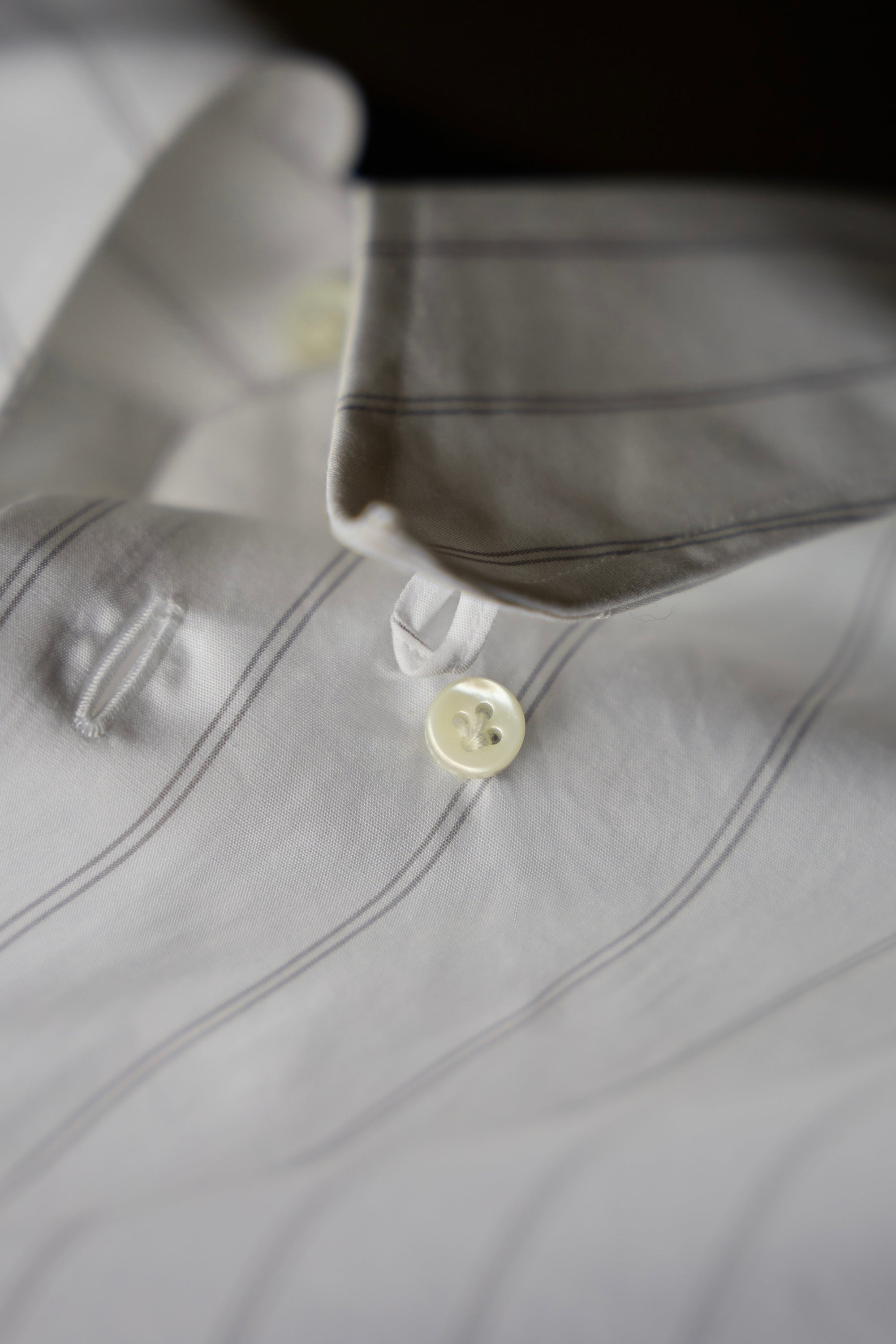 Ugentle Long Point Collar Shirt — Pencil Navy Stripe