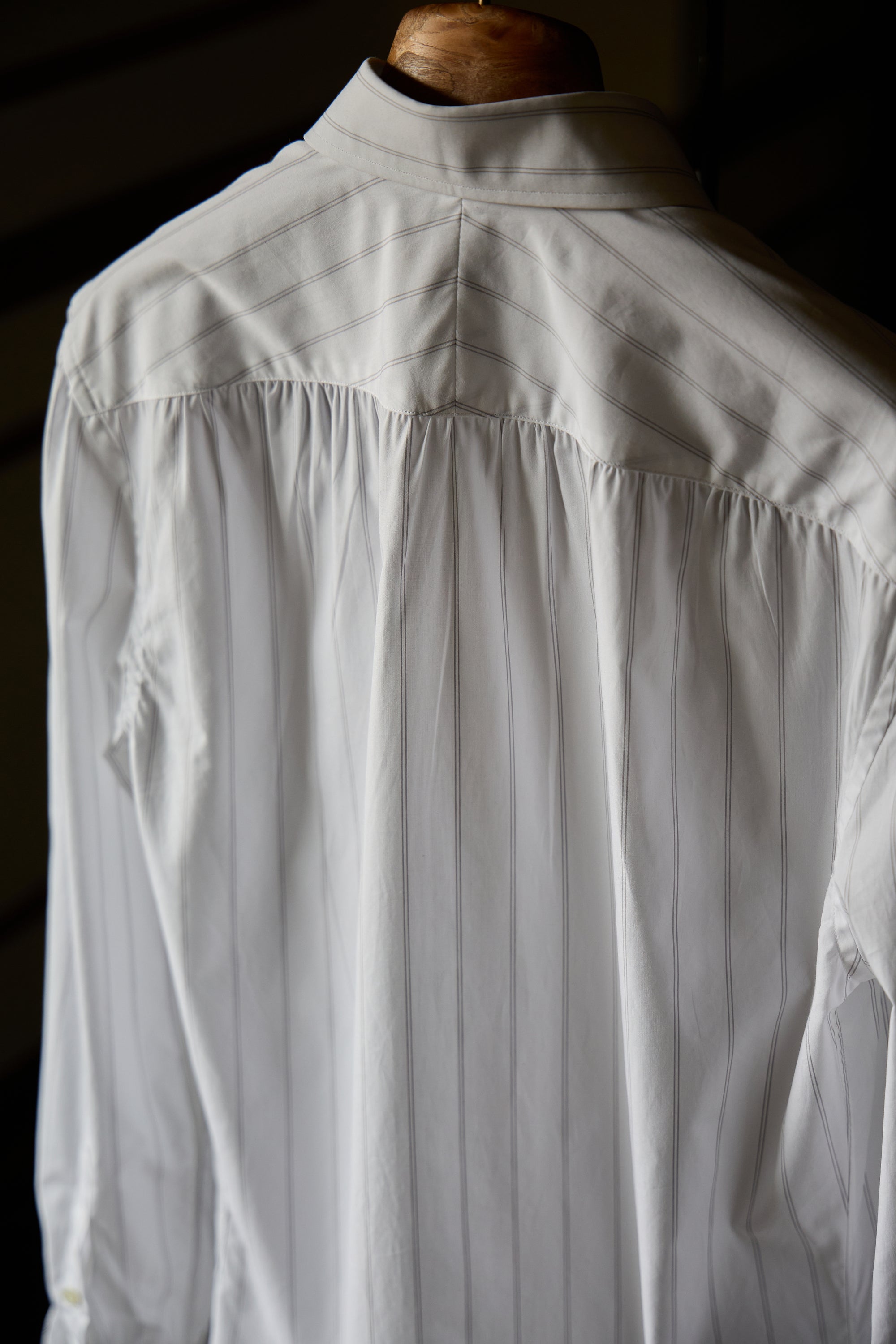 Ugentle Long Point Collar Shirt — Pencil Navy Stripe