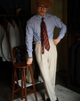 Ugentle Handcrafted Spread Collar Shirt — Blue stripe