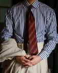 Ugentle Handcrafted Spread Collar Shirt — Blue stripe