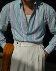 Ugentle One-piece Collar Shirt — Santorini Turquoise stripe