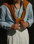 Ugentle One-piece Collar Shirt — Santorini Turquoise stripe