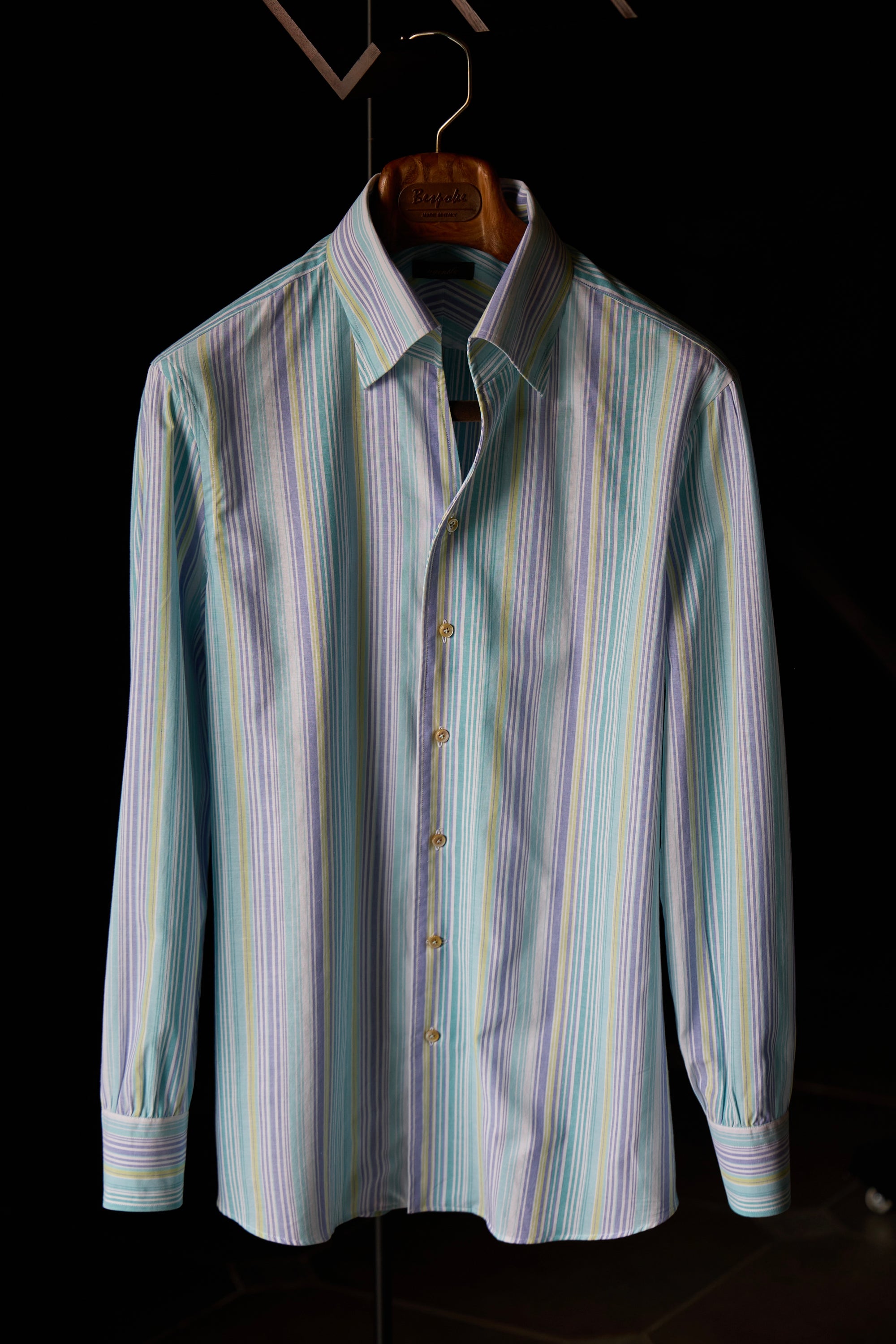 Ugentle One-piece Collar Shirt — Santorini Turquoise stripe